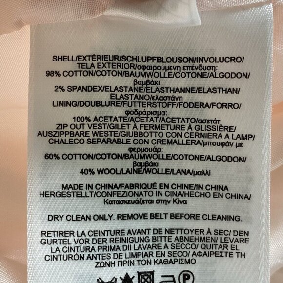 BROOKS BROTHERS Women 346 Trench Coat Size 12 Cream Long Line Button Belted - Picture 12 of 16